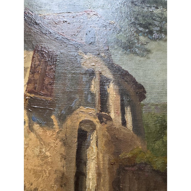 Large 19th-Century French Village Oil Painting by Jean-Georges Pasquet, After Dameron For Sale - Image 9 of 18