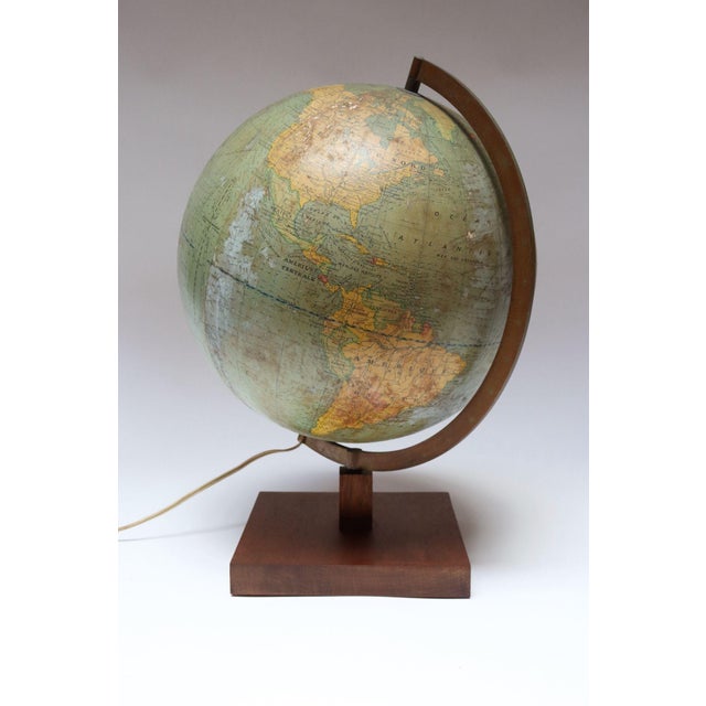 French Vintage French Modern Illuminated Glass Globe Terrestre by Girard Et Barrère For Sale - Image 3 of 12