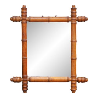 Early 20th Century French Faux Bamboo Wall Mirror For Sale