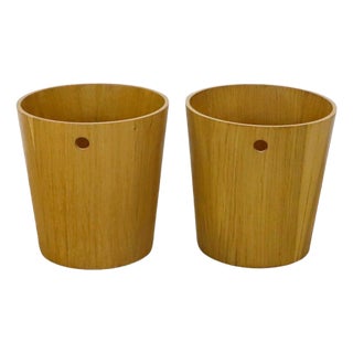 Pair of Mid 20thCentury Plywood Trash Can For Sale