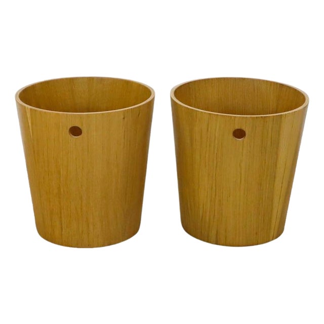 Pair of Mid 20thCentury Plywood Trash Can For Sale