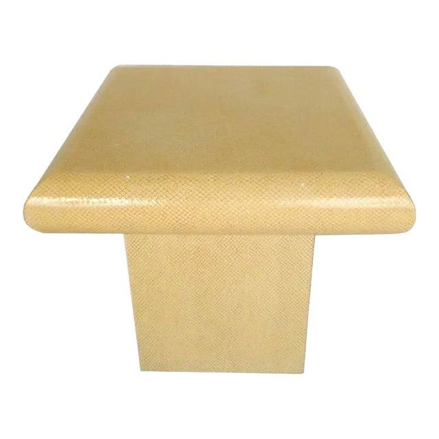 Mid 20th Century Vintage Karl Springer Style End Table in Faux Skin Finish For Sale