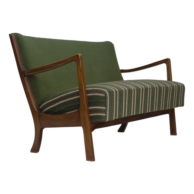 Danish Wool and Beech 2-Seater Sofa, 1960s For Sale