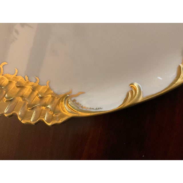 Vintage Platter and Candlesticks Set Gilded Gold and White For Sale - Image 4 of 9