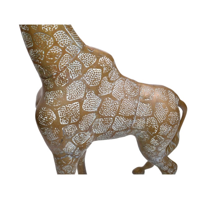 Brass Monumental Mid-Century Modern Hammered Brass & Bronze Giraffe, Animal Sculpture For Sale - Image 8 of 13