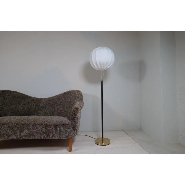 Mid-Century Brass and Black Leather Floor Lamp from Falkenbergs Belysning, Sweden, 1960s For Sale - Image 18 of 18