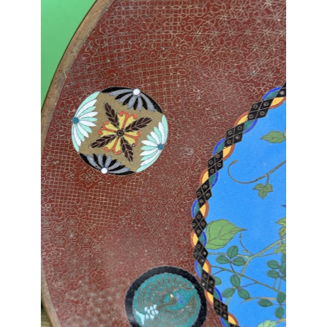 Meiji Japanese Cloisonne Enamel Plate Charger Bird Among Flowering Vines Goto For Sale In New York - Image 6 of 11