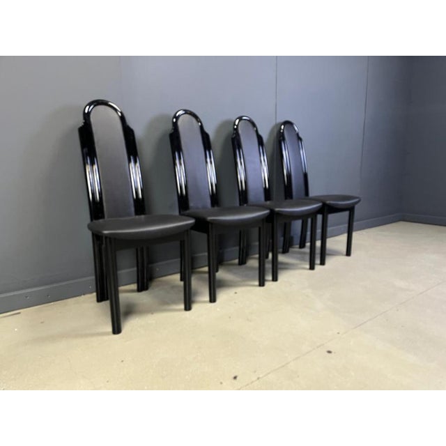 Postmodern Italian Lacquered Wood Dining Chairs, 1980s, Set of 4 For Sale - Image 10 of 12