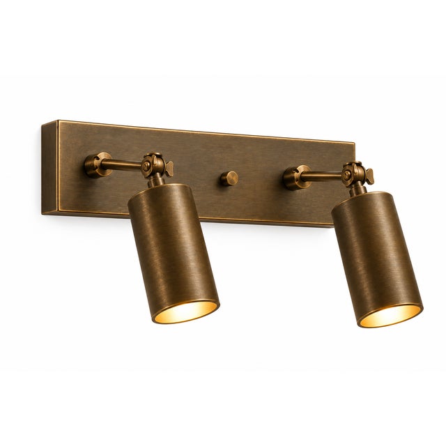 Not Yet Made - Made To Order Handcrafted Brass 2-Light Adjustable Wall Sconce With Cylinder Shades, Vanity & Bathroom Light For Sale - Image 5 of 8
