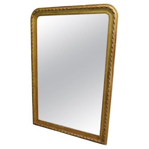 Goldenrod Large Antique French Louis Philippe Gilt Mirror, 1800s For Sale - Image 8 of 8