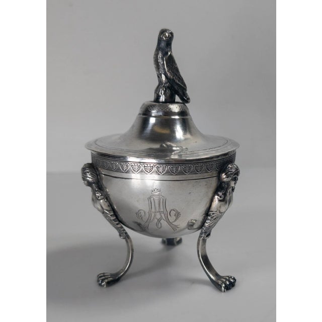 19th Century German Hanau 900 Silver Bowl With Figures and Eagle Finial For Sale - Image 4 of 18