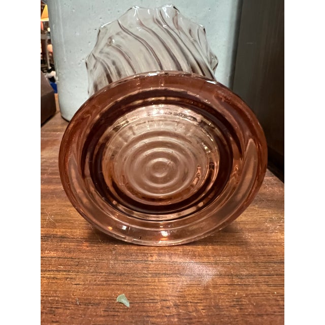 1930s Pink Pedal Swirl Depression Glass Vase by Jeannette For Sale - Image 4 of 4