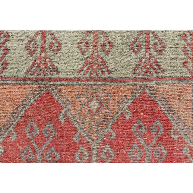 Orange Vintage Turkish Oushak Rug With Soft Coral, Sage Green, and Muted Orange Tones 5'4 X 11'10 For Sale - Image 8 of 12