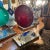 Contemporary Italian Red Hand Blown Convex Disk Tabletop Lamp Style of Murano For Sale - Image 3 of 11