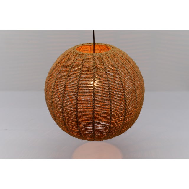 Large Vintage Jute Globe Pendant Lamp, 1960s For Sale - Image 9 of 11