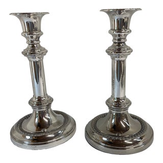 Vintage Waterford Silver Plate Candlesticks - Made in Italy - a Pair For Sale