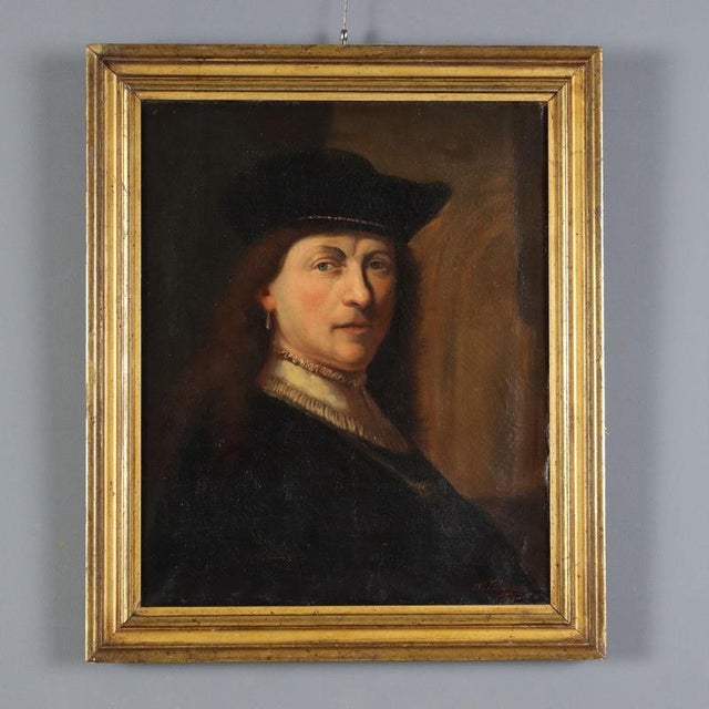 Rembrandt, Portrait Composition, Oil Painting on Canvas For Sale - Image 11 of 11