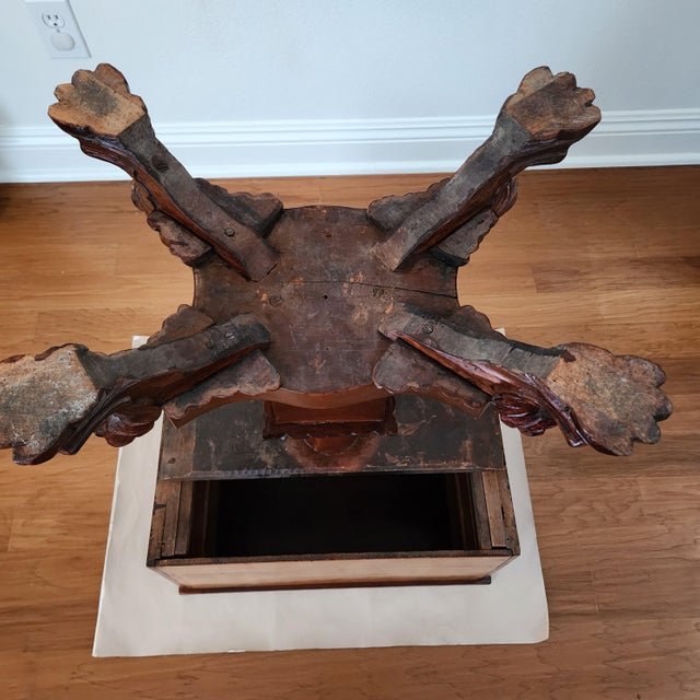 Antique Solid and Flame Mahogany American Empire Side Table or Work Table Circa 19th Century For Sale - Image 16 of 17