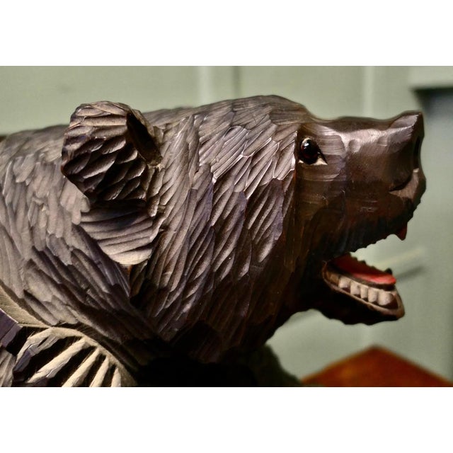 1900 - 1909 Large Edwardian Carved Linden Wood Bear, 1900 For Sale - Image 5 of 8