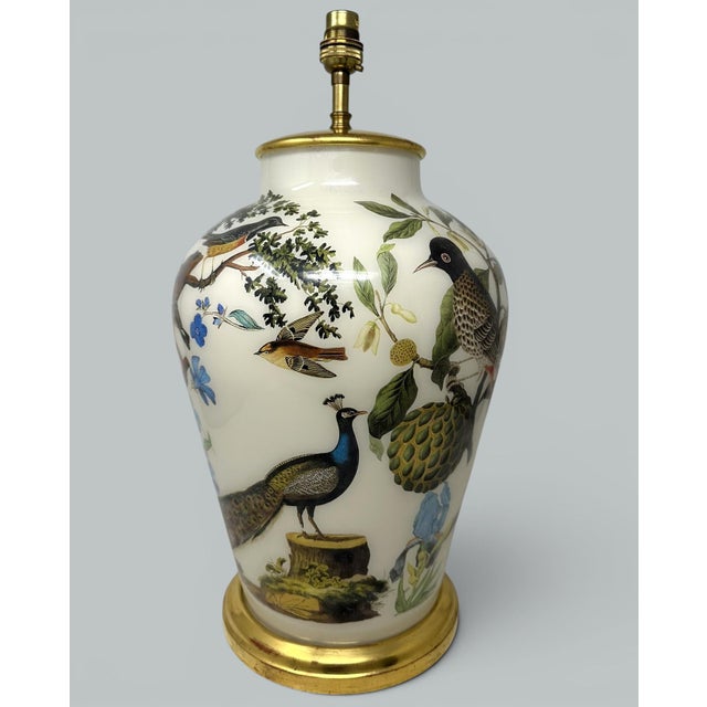 Stunning French hand painted metal, possibly bronze very large electric Table Lamp of very stylish design. Mid Century in...