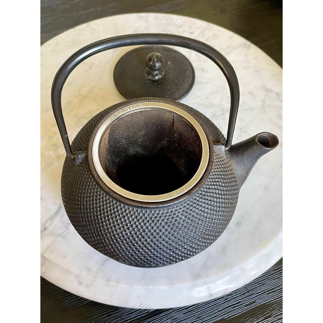 Japanese Vintage Cast-Iron Teapot, Strainer & Trivet - 3 Pc. Set For Sale - Image 4 of 9