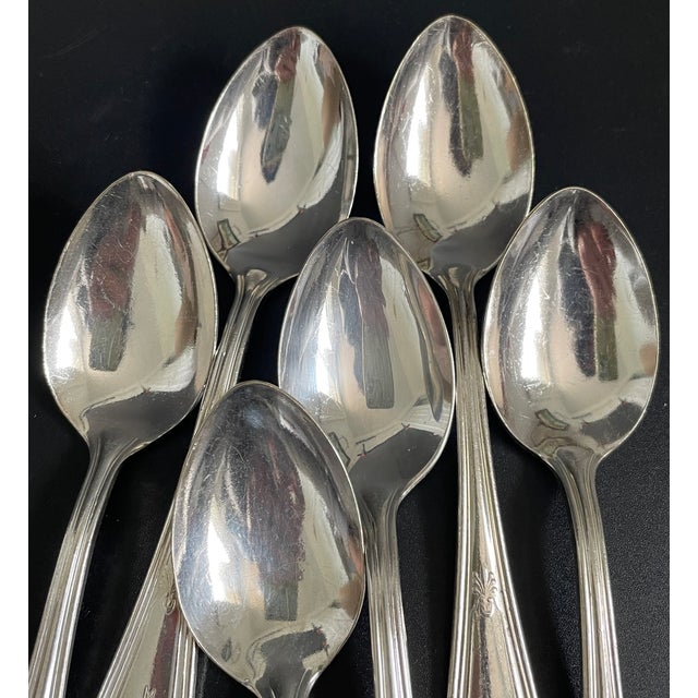 Reed & Barton Corsican 1926 Silverplate Teaspoons With Monogram P - Set of 6 For Sale - Image 9 of 10