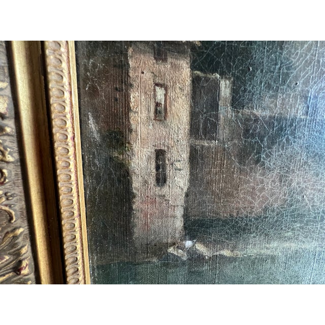 Lively Village by the River, 20th Century, Oil Painting on Canvas, Framed For Sale - Image 13 of 18