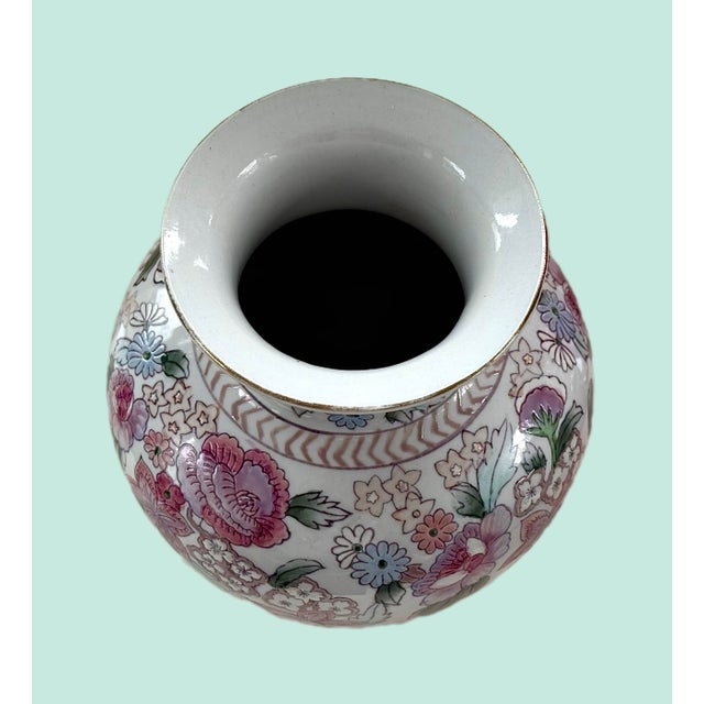 Vintage Chinoiserie Floral Vase For Sale - Image 4 of 10