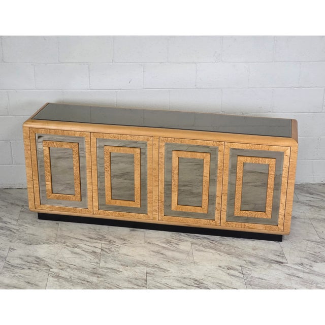 Wood 1970s Burlwood & Mirrored Glass Dresser by Romweber For Sale - Image 7 of 18