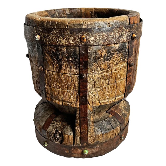 Wooden Vintage India Pestle Pot For Sale