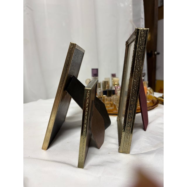 Trio Vintage Brass Table Top Photo Frames For Sale In Atlanta - Image 6 of 8