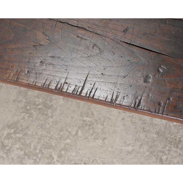 19th Century Country French Provincial Chestnut Farmhouse Table For Sale - Image 12 of 18