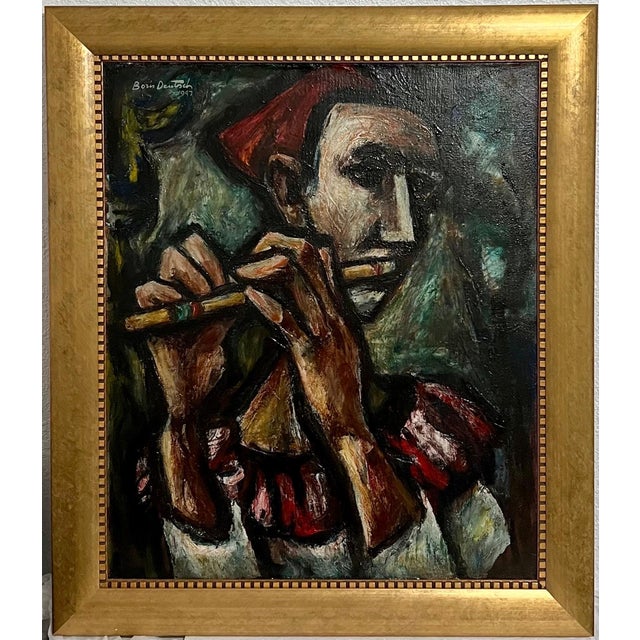 Boris Deutsch (American Lithuanian Russian, 1892-1978) "The Flute Player," 1947 Oil paint on canvas, Hand signed and dated...