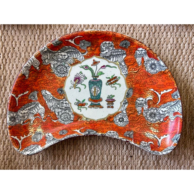 Chinoiserie Antique Foo Dog Ashworth Brothers Ironstone Bandana Ware Set of Plates For Sale - Image 3 of 4