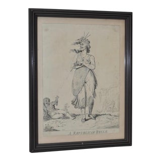 "A Republican Belle - A Picture of Paris for 1794" Etching by Isaac Cruikshank For Sale