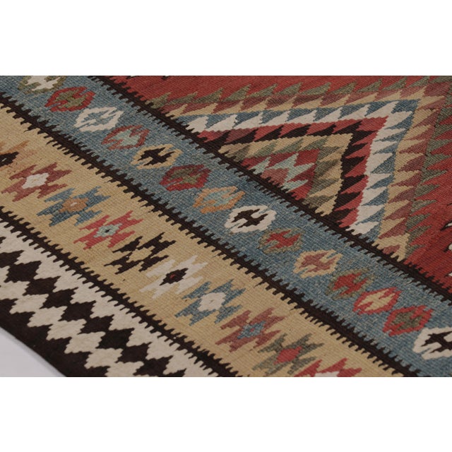 Textile Vintage Persian Kilim, Tribal Gallery Runner Rug With Diamonds - Rug & Kilim For Sale - Image 7 of 8