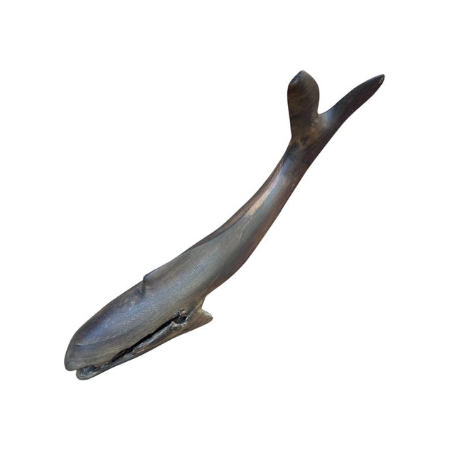 1970s Hand Carved Ironwood Whale or Dolphin Marine Animal Large 18” For Sale - Image 11 of 13