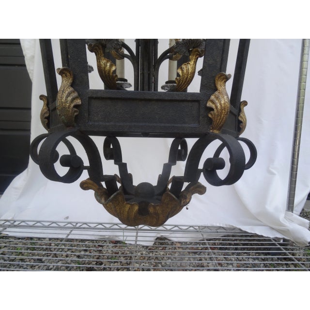 Massive Paul Ferrante Style French Iron Lantern For Sale - Image 10 of 11