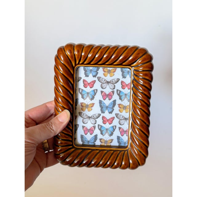 1980s Ceramic Rope Twist Picture Frame For Sale - Image 4 of 5