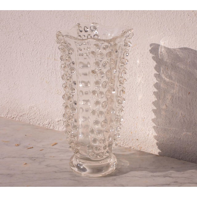 Glass Bugnato Murano Glass Italian Rostrato Vase Attributed to Barovier & Toso, 1960s For Sale - Image 7 of 10