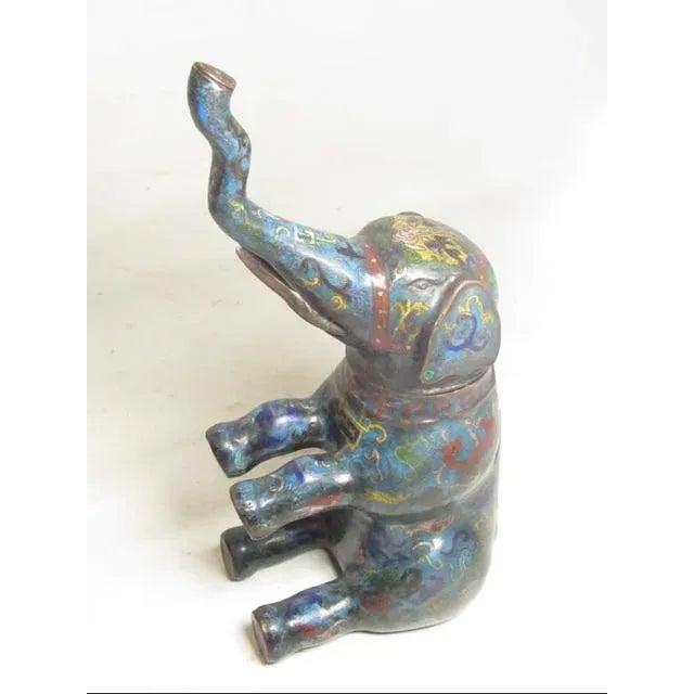 Antique Chinese Cloisonné Elephant For Sale - Image 4 of 12
