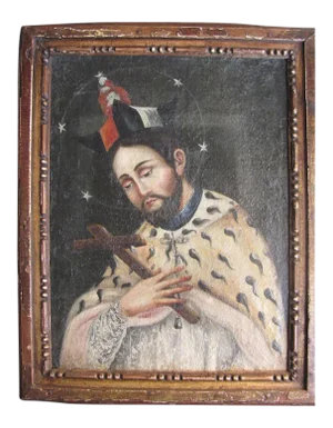 Mid 18th Century Portrait of a Priest of Saint Oil Painting, Framed
