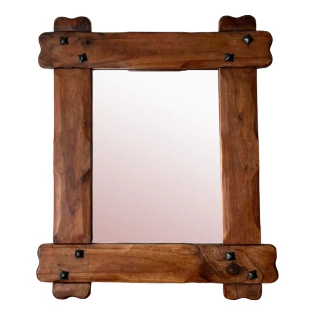 Vintage Wooden Frame Wall Mirror, 1950s For Sale