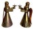 Pair of Mid-Century Brass & Copper Angel Candleholders For Sale