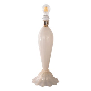 White and Gold Blown Murano Glass Table Lamps, Italy, 1980s For Sale