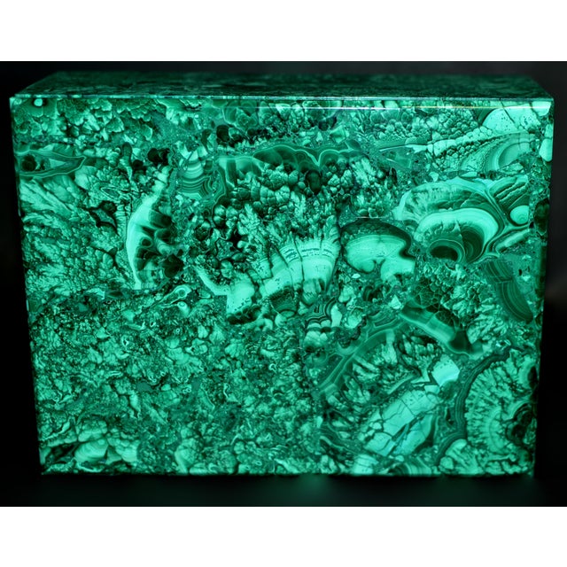 Rare Huge Natural Malachite Box 8" For Sale - Image 12 of 12