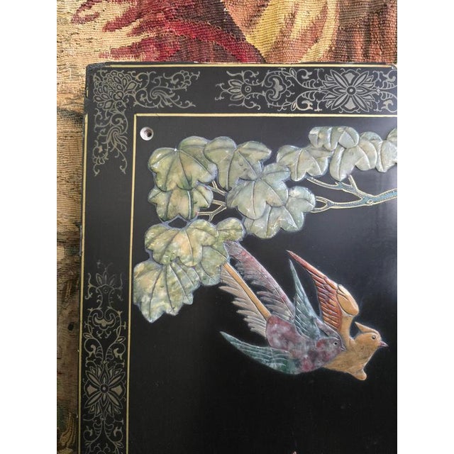 Chinese Folding Screen with Carved Hardstone Animals, 1920 For Sale - Image 3 of 17