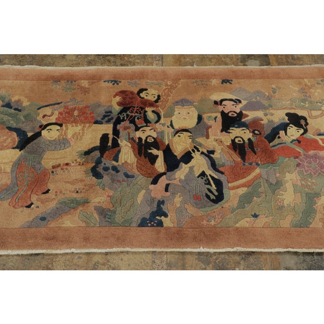Rug & Kilim Vintage Chinese Pictorial Runner With Eight Immortals Design in Pastels - Rug & Kilim For Sale - Image 4 of 9