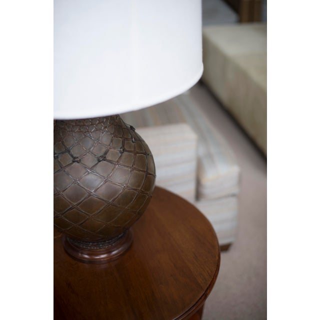 Brown Bulbous Table Lamp For Sale - Image 4 of 5