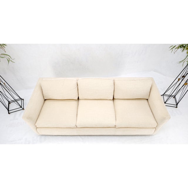 Custom Design Mid-Century Modern Beige Upholstery Box Shape Sofa Mint! For Sale - Image 15 of 18